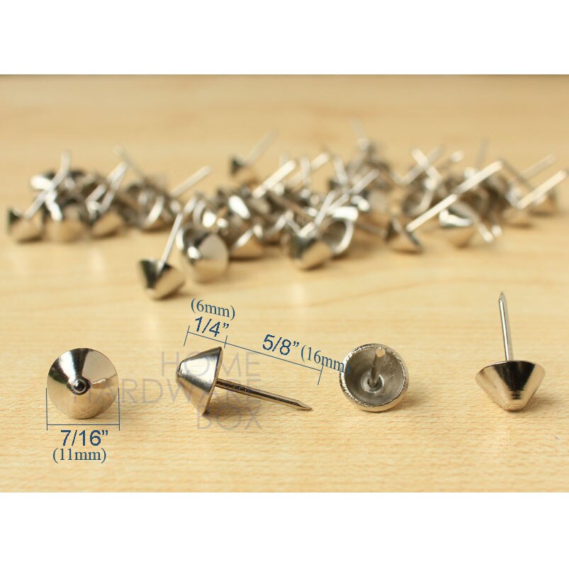 50 unids clavo decorativo para muebles cuero tapicería de plata remache tack 7/16 "(11mm)