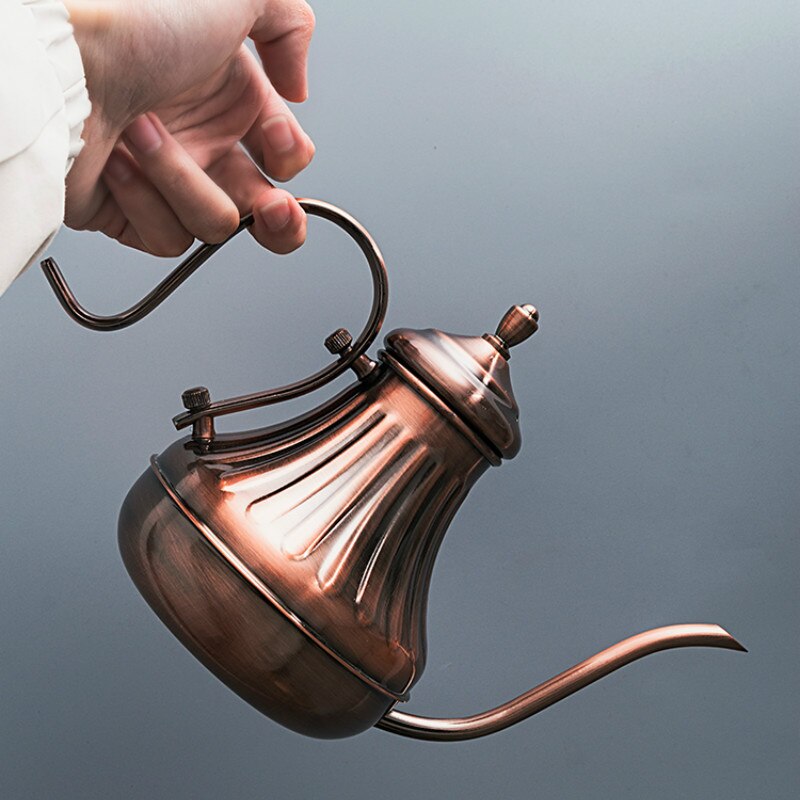 Royal Fine Mouth Gooseneck Coffee Pot Long Spout Pour Over Drip Coffee Kettle Bronze 304 Stainless Steel DIY Coffe Maker Teapot