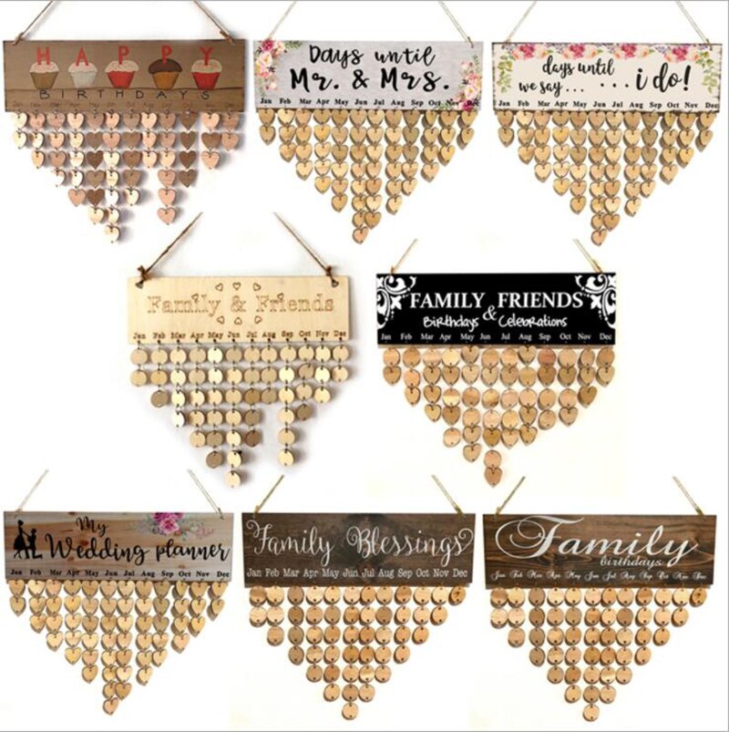 bricolage familles amis tenture murale calendriers décor anniversaire imprimé en bois calendrier maison suspendus décor bois calendrier