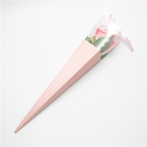 Färgglad kon enstaka blommor papperspåse förvaring med sidenband florist blomförpackning förvaring för festivalbröllop 42cm: C