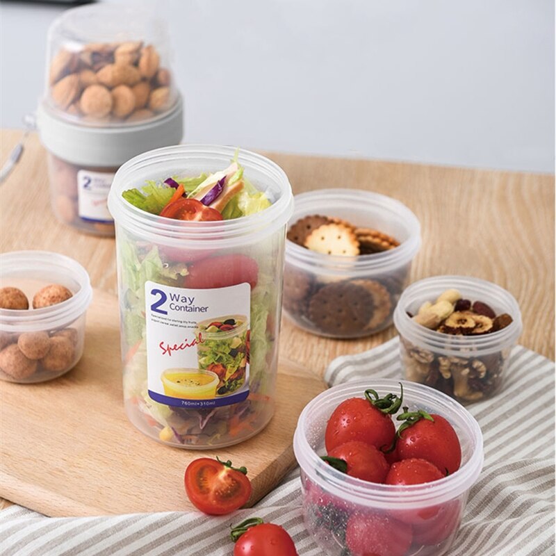 Botella de almacenamiento sellada de doble capa, contenedor de alimentos frescos de grado alimenticio, taza a prueba de fugas para desayuno, fruta, leche, Yogurt