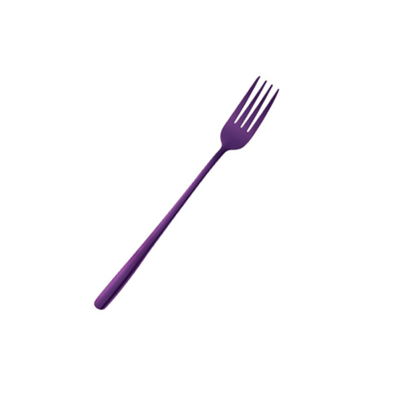 Stainless Steel Long Handle Dinner Fork 9 Colors Rainbow Fork Kitchen Hotel Supplies Restaurant Tableware Fork: Purple