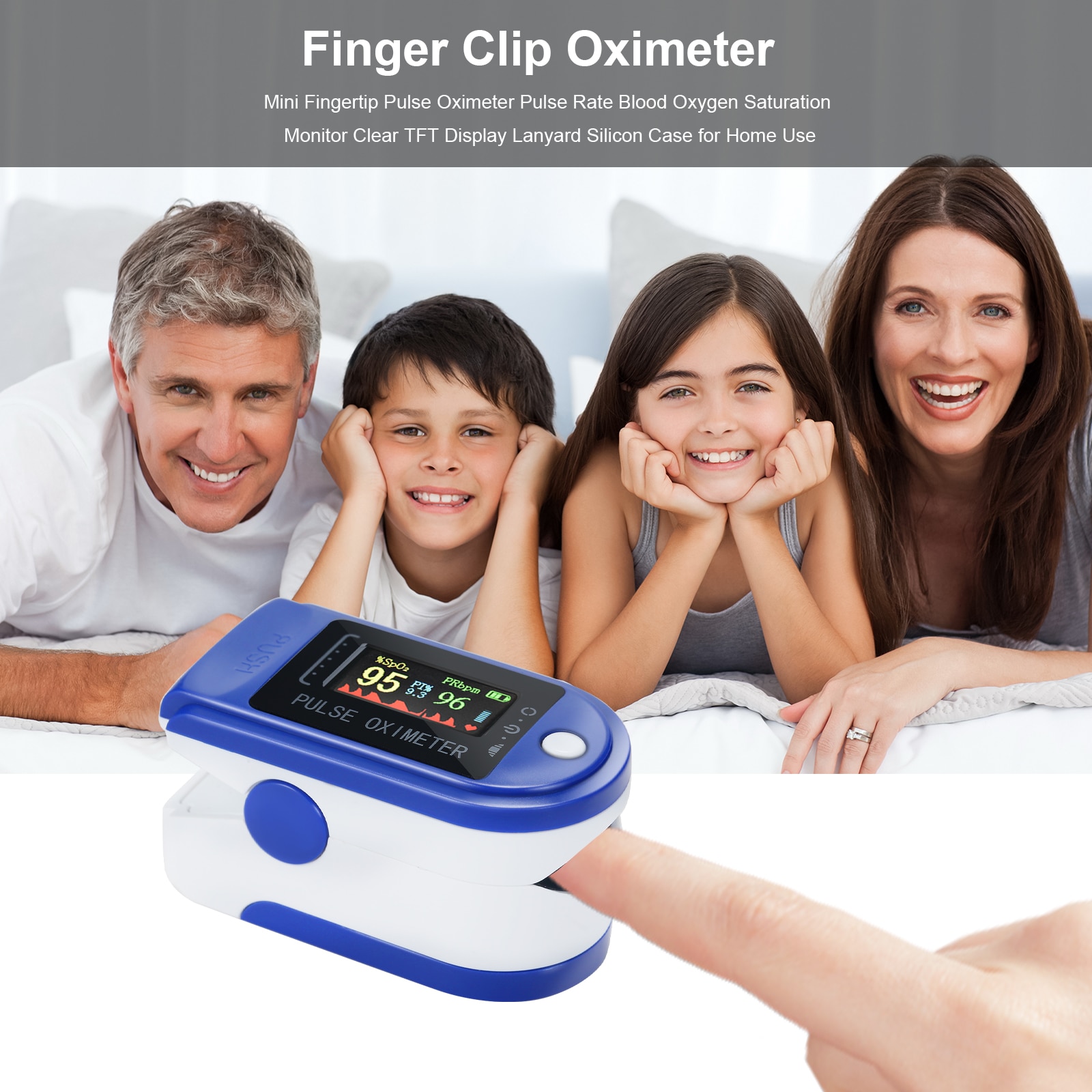 Puls oximeter fingerspids blod ilt sensor pulsossimetro da dito pulsoksymetr napalcowy spo 2 monitor pulsmåling måling