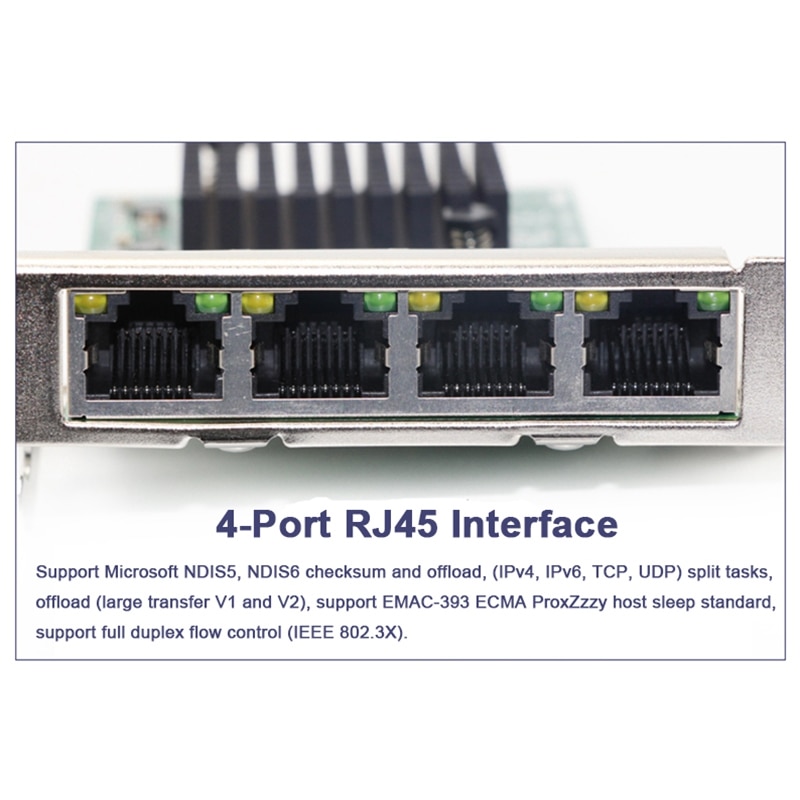 Placa de rede 4 porta gigabit ethernet 10/100/1000 m pci-e pci express para 4x gigabit ethernet placa de rede lan adaptador para desktops