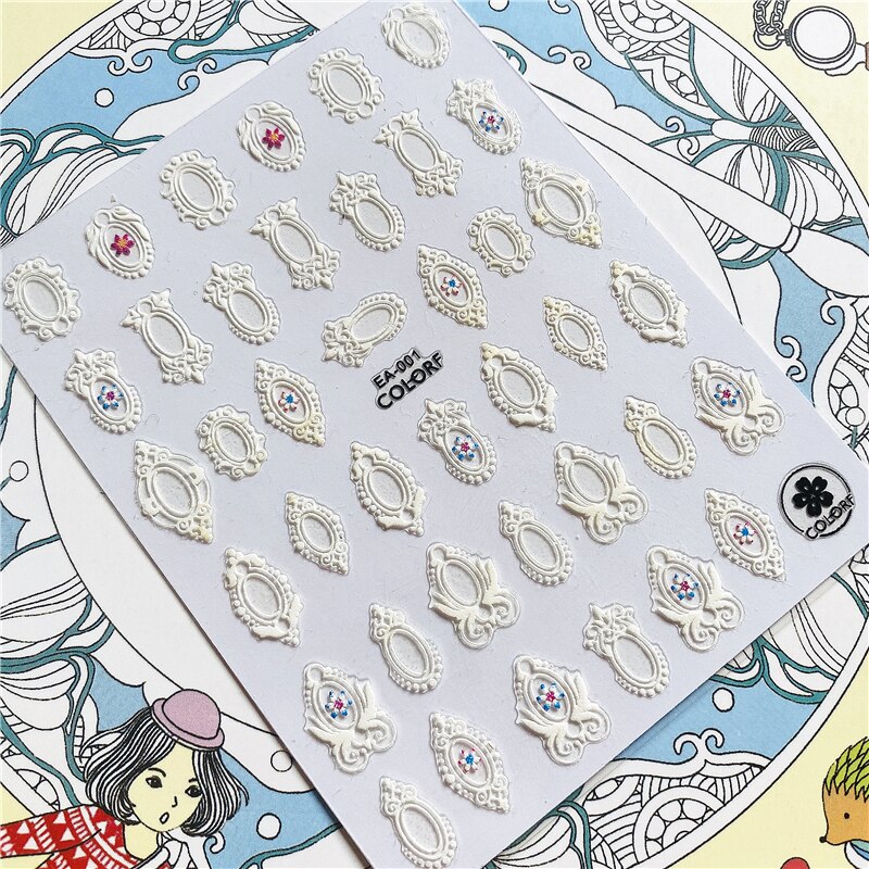 EA-025 EA-024 EA-023 EA-001 coiffeuse Miroir horloge 5D colle Arrière Nail Art Autocollants Curseurs Clou ornement décoration: EA-001