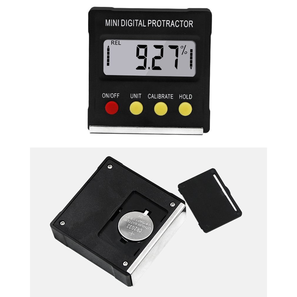 1pc Black Mini Digital Protractor Electronic Inclinometer Angle Gauge 360 Tilt Angle Vertical Magnetic Tractors
