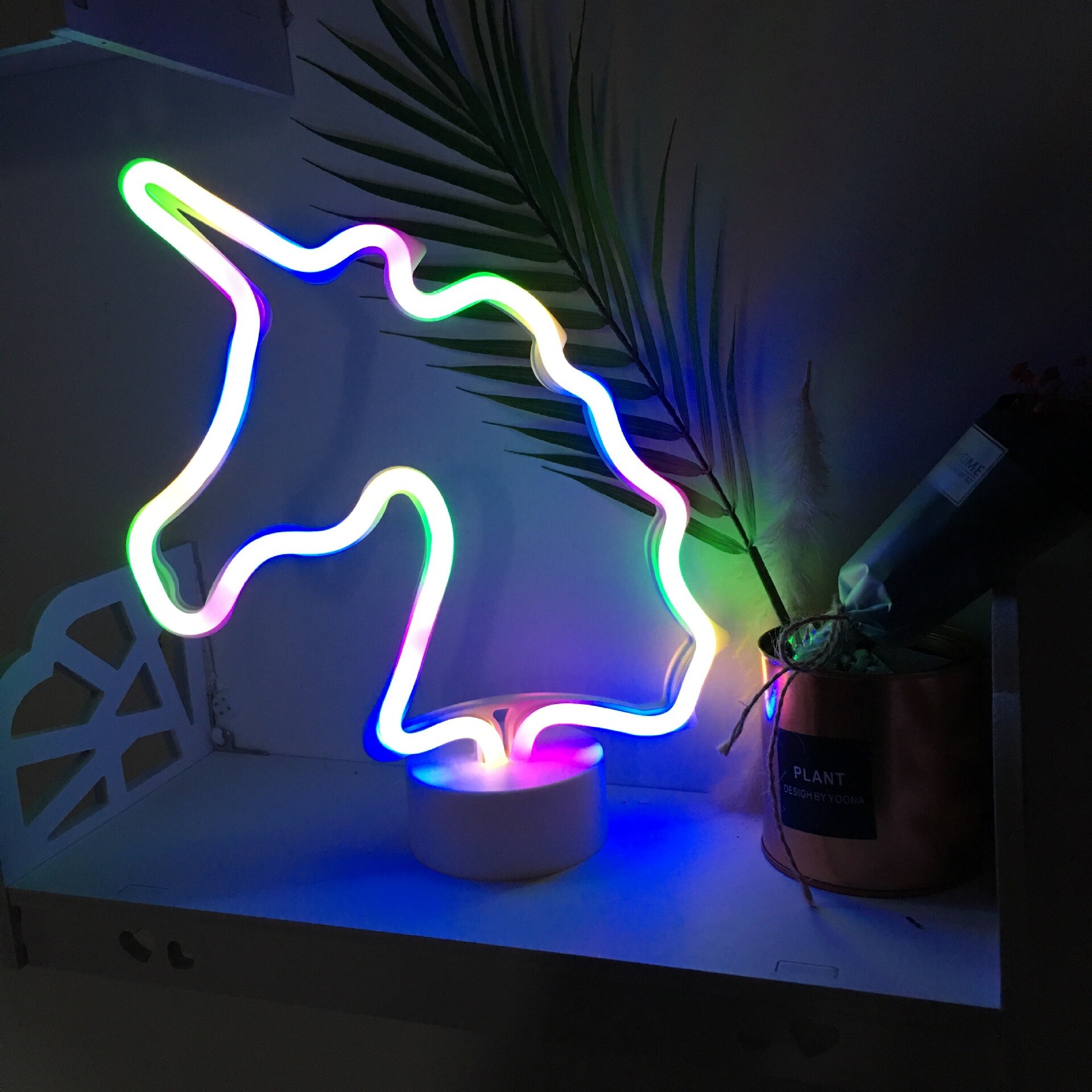 Neonljus färgglad regnbåge anpassad nattlampa för rummet hem fest bröllop dekoration jul neon lampa ins stil belysning