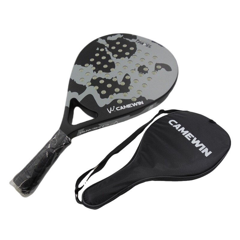 Beach Tennis Carbon Rackets Unisex Lightweight Soft EVA Face Racquet Adult Glass Fiber Pickleball Paddle with Bag: Grey