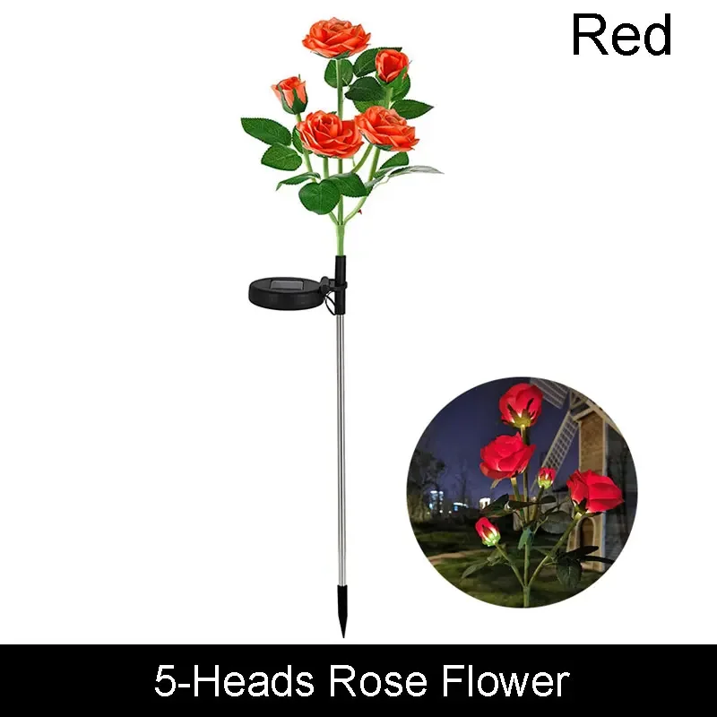 Estaca Solar de jardín de orquídeas y girasoles, luz LED decorativa impermeable para exteriores, para Patio, jardín, Patio, Pascua y Navidad, 1 ud.: Rosa