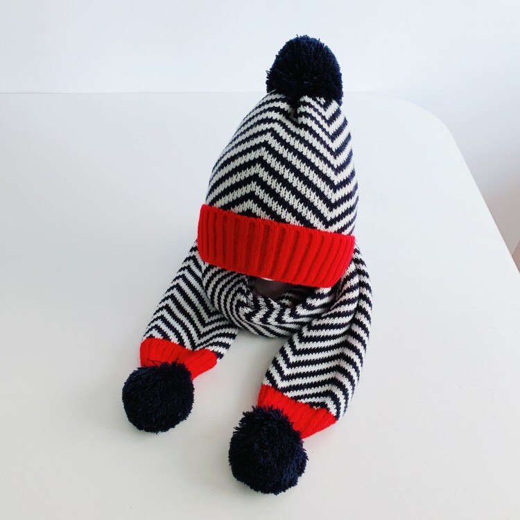 Kids Cartoon Bear Stripe Hats And Scarf Baby Set Girl Boy Cap Scarf Set Child Winter Earmuffs Warm Suit sombrero bufanda ninos