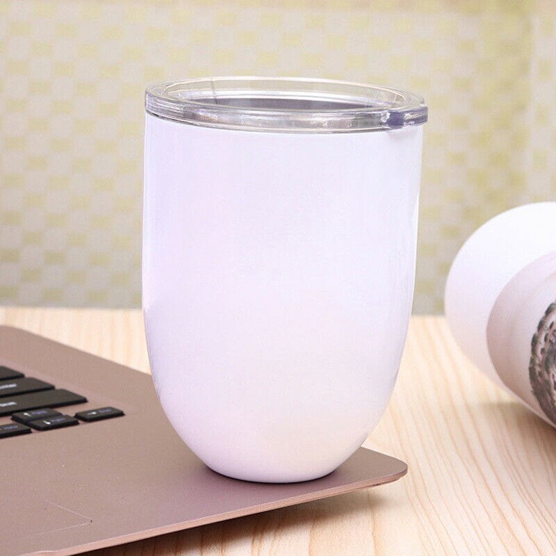 Egg type vinkopp tumbler rustfritt stål metall beger krus med lokk: G1