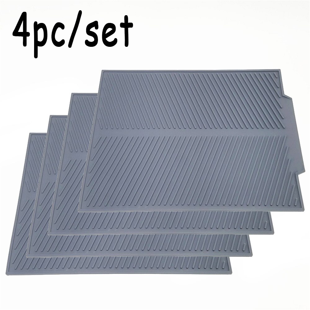 4 unids/set plato de secado de alfombra resistente al calor antideslizante de la bandeja de silicona vajilla Dishwaser de vajilla de Mat mantel 39*25cm: Grey-4pcs