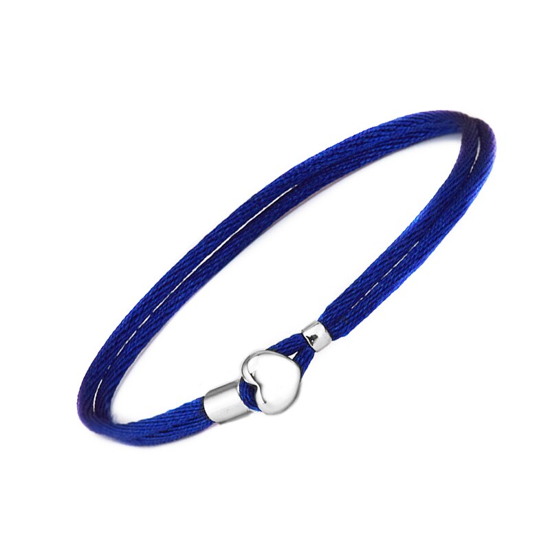 Farverigt stof ledning hjerte spænde armbånd 925 sterling sølv smykker armringe til kvinde smykker fremstilling armbånd & armring