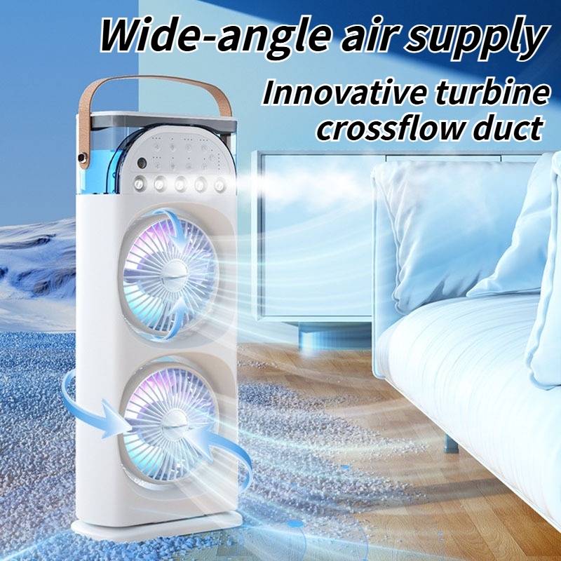 2025 Schreibtischventilator mit 5-Wege-Nebelkühlung – oszillierend, Aromatherapie, bunten LED-Lichtern und Timer für Zuhause oder Büro