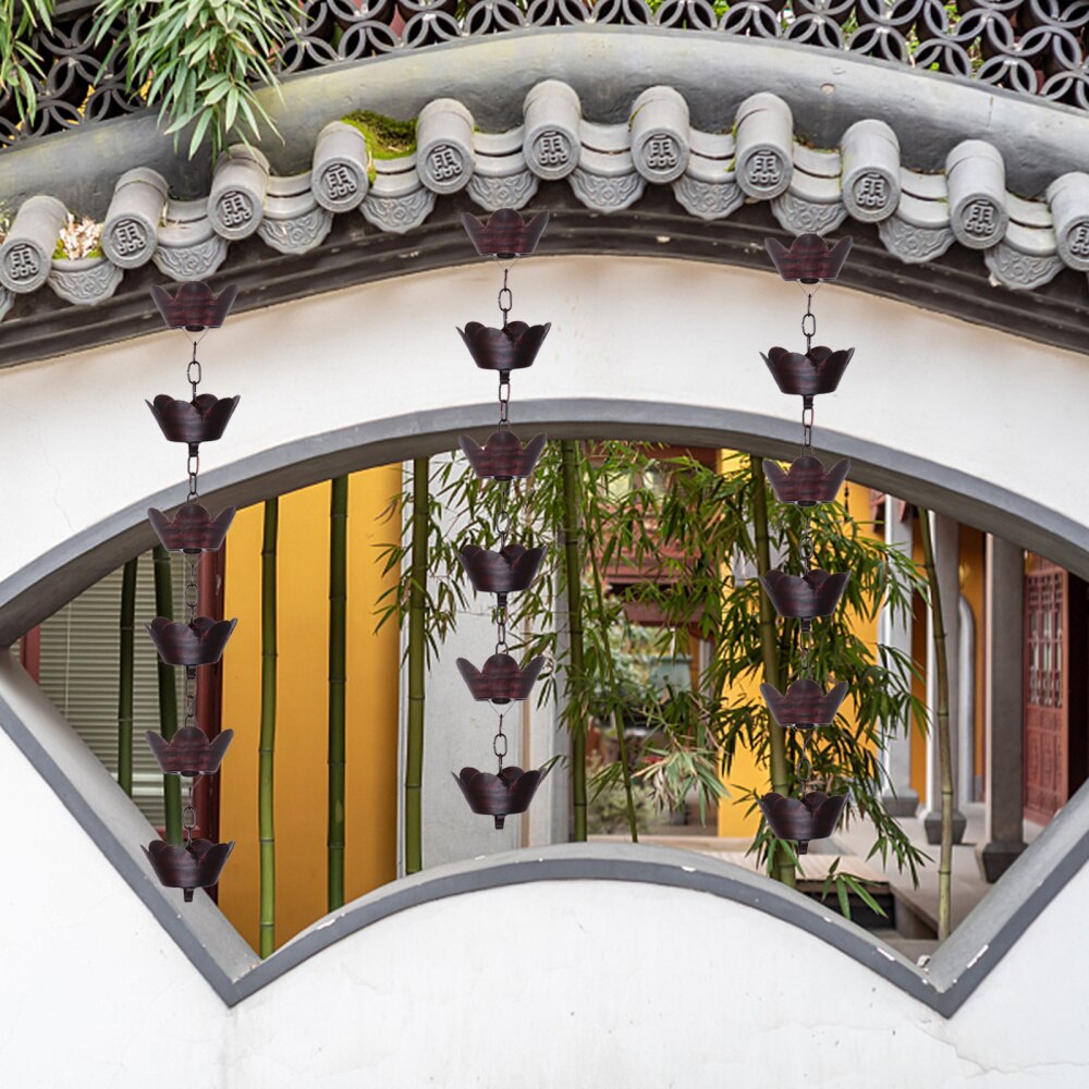 1m Universal Roof Corner Rain Chain Metal Rain Catcher Garden Accessory