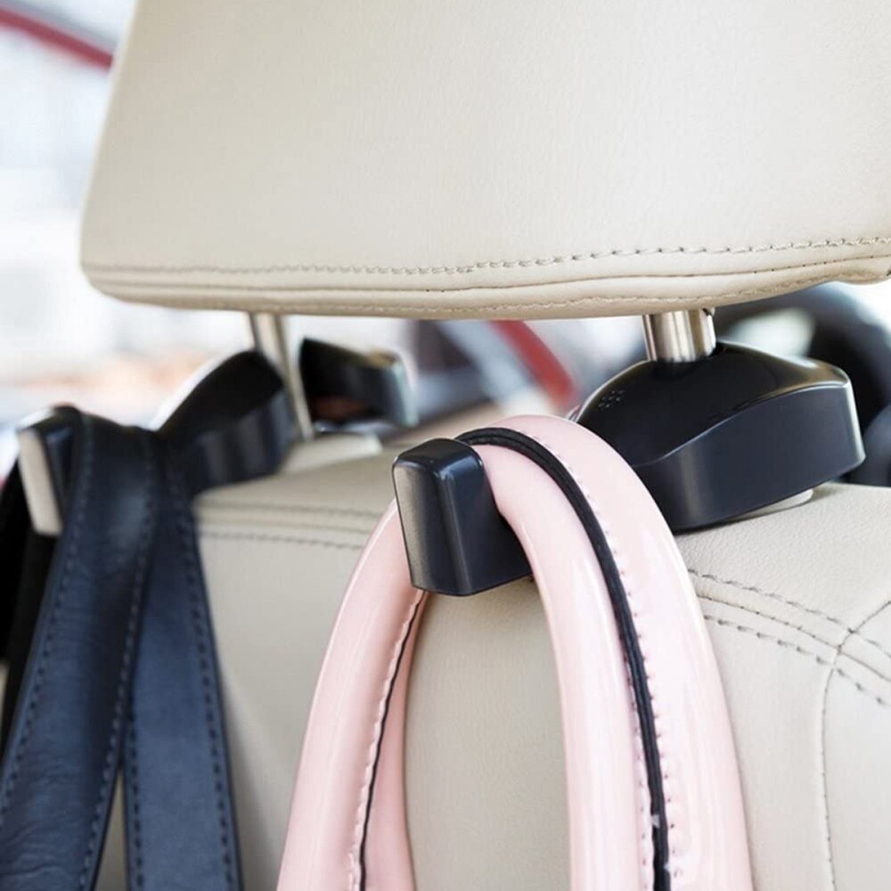 10pcs Car Seat Back Hooks Bag Hanger Holder Universal Organizer Automobiles Headrest Mount Storage Hooks Clips (Black)