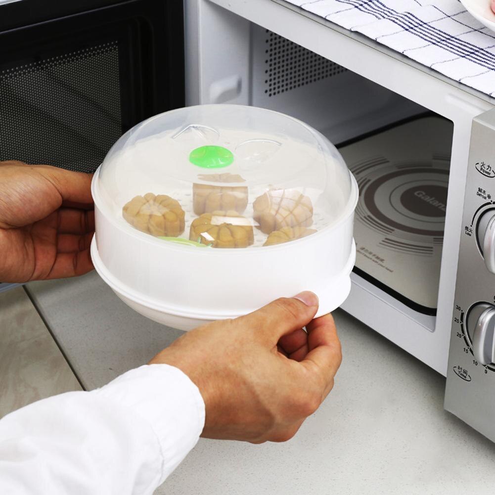Europæisk stil plastik enkeltlags mikroovn damper plast rund damper mikrobølge damper med låg kogeværktøj