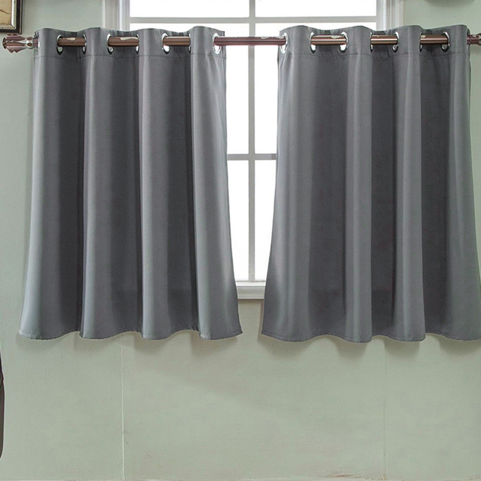 2pc Insulated Foam Lined Heavy Thick Blackout Grommet Window Curtain Modern Blackout Curtains For Living Room Bedroom: Gray 