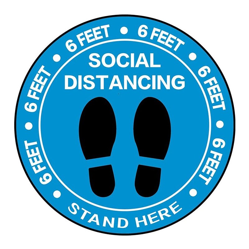 Floor Stickers Social Distance Floor Decals Floor Signs 8 Inches Blue Standing Floor Decals 30 Pieces: Default Title
