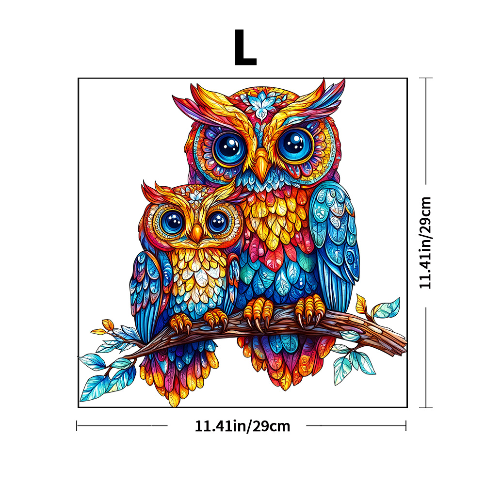 Wooden Puzzles for Adults - Embossed Owl Wooden Jigsaw Puzzle: Unique Shape, Premium Craftsmanship | Ideal Family & Wall Ar: black