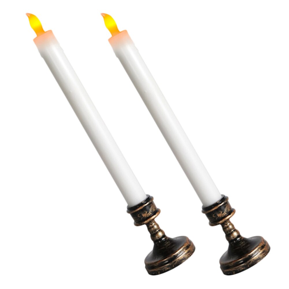 2pcs Electronic Candle Lamp LED Candle Light Church Flameless Candle Ornament: White