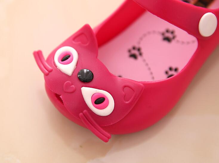 Baby Girls Cute Pattern Jelly Shoes Toddler Kids Summer Candy Color Cute Cat Soft Cartoon Sandals size 24-29
