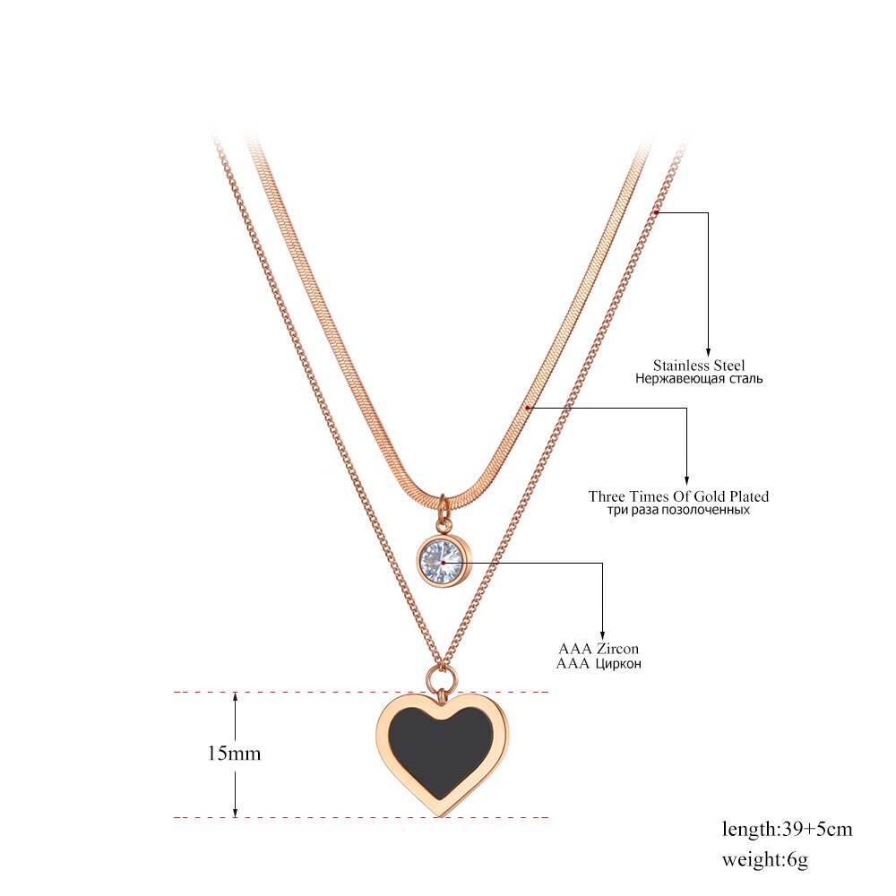 Lokaer Original à la acrylique coeur pendentif collier pour les femmes en acier inoxydable CZ cristal chaîne collier ras du cou N20145