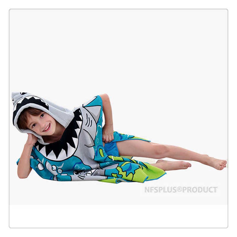 Toalla de baño con capucha para niños, Poncho, albornoz para niños, tiburón, sirena, Princesa, buceador, de secado rápido, toalla de playa de microfibra