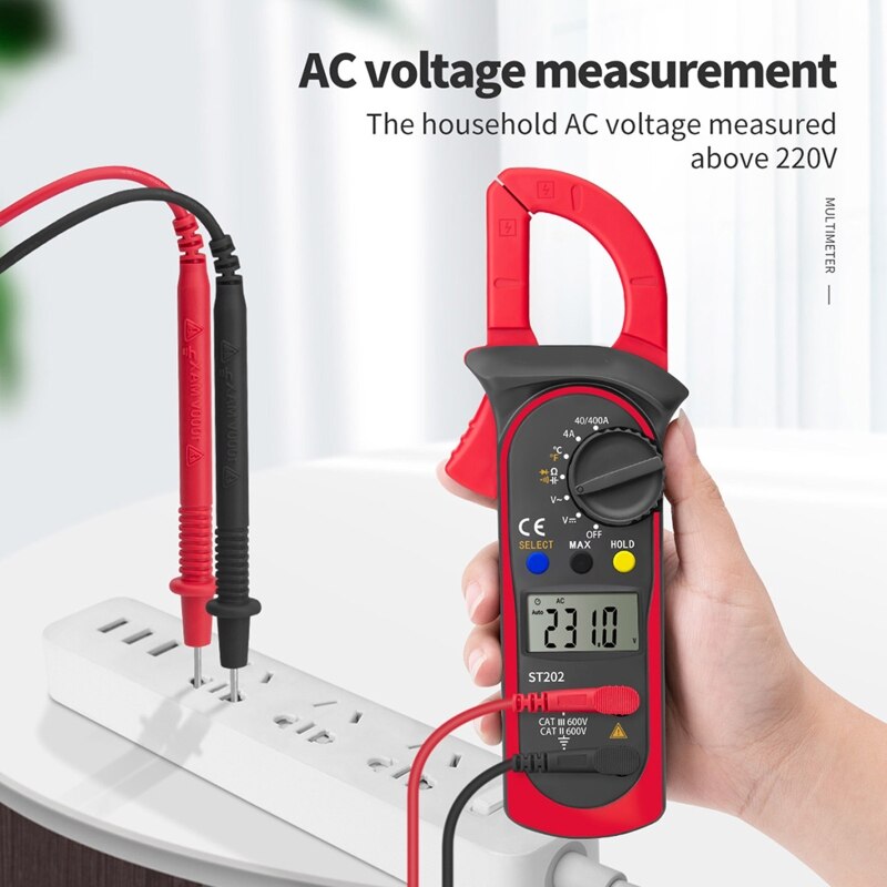 ST202 Digital Clamp Multimeter Resistance Ohm Transistor Testers AC/DC Current Voltmeter Lcr Clamp Meter with Temperature