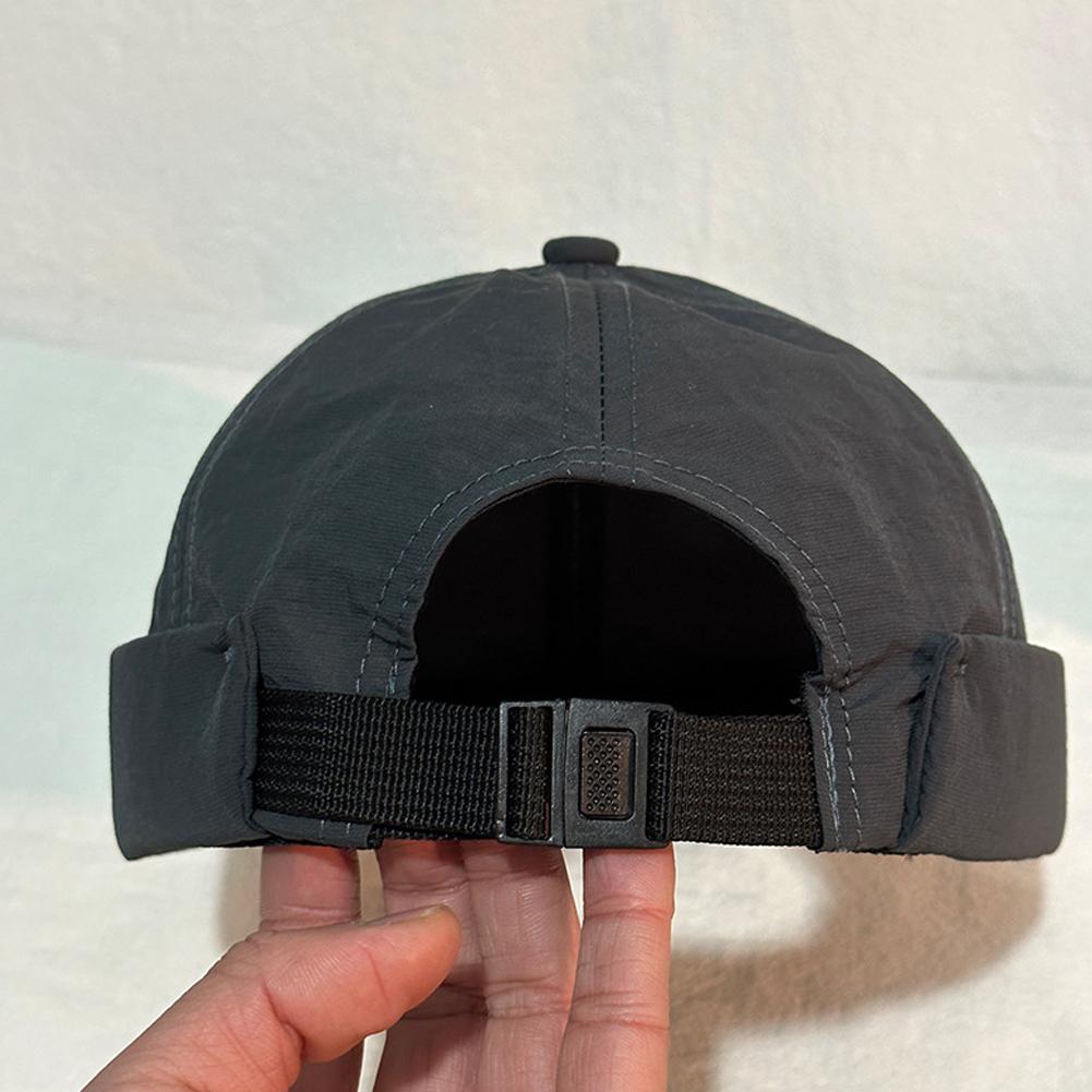 Sneldrogende randloze hoed Lichtgewicht straat Dunne zomer opgerolde Docker Retro Beanie Beanie Hat Manchet Sailor Cap Mesh Verstelbaar Y4T0