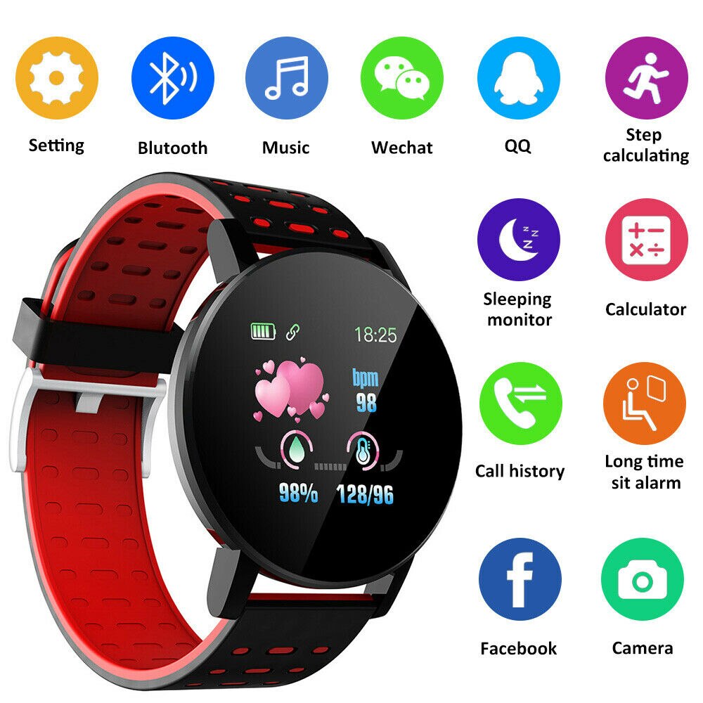 119 Plus 119 Plus Bluetooth Smart Horloge Gps Waterdichte Sim Camera Screen 3D Hartslagmeter Fitness Tracker Herinnering