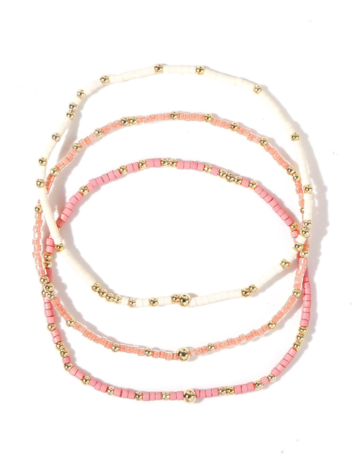 Perles de riz colorées de Style bohème d'été, 3 pièces, perles en cuivre de 2mm, Bracelet de perles empilées: VERMEIL