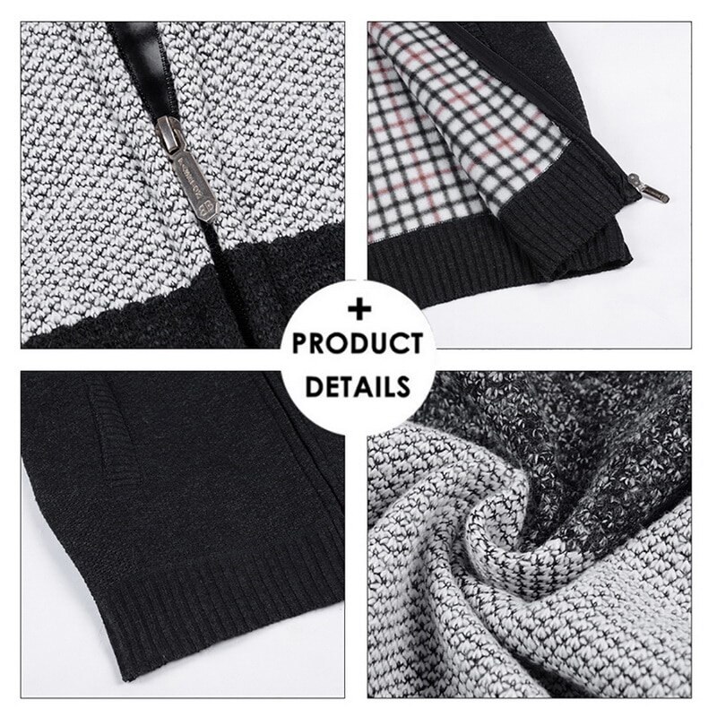 Hommes chandail manteau épais polaire Patchwork laine Cardigan pull vestes hiver tricoté manteaux mâle tricots de style décontracté