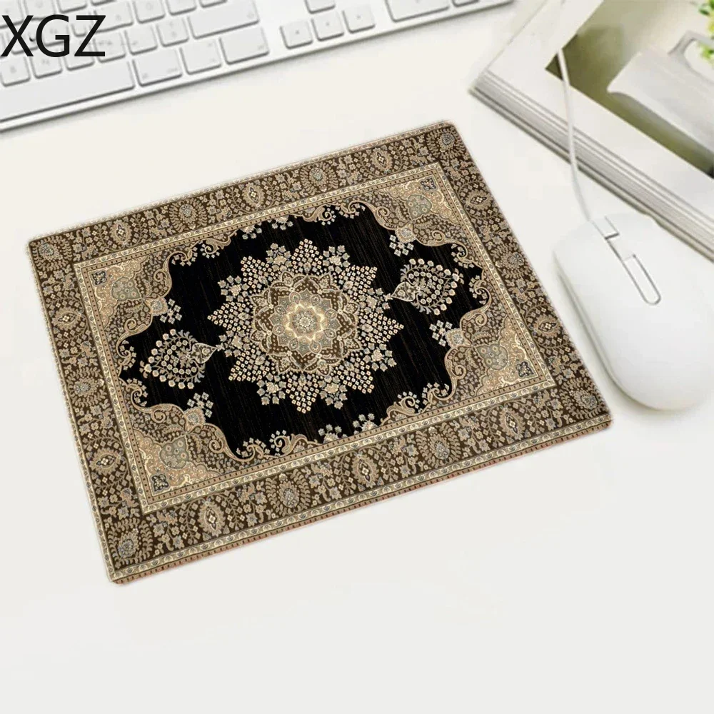 Mini Persian Woven Rug Mat Mousepad Retro Style Carpet Pattern Cup Laptop PC Mouse Pad With Fring Home Office Table Anti-slip