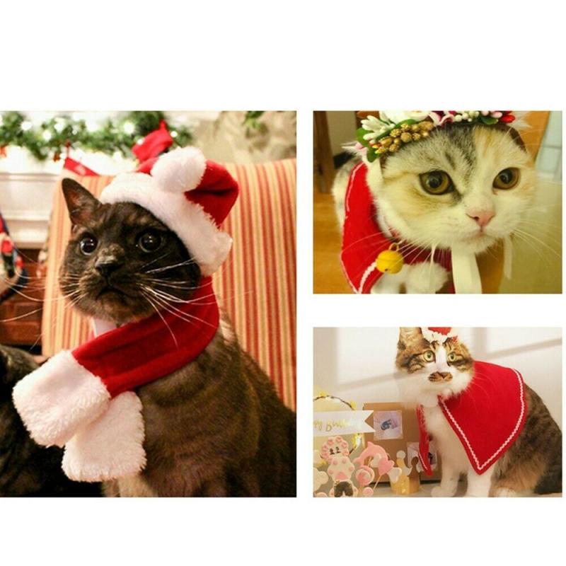 ropa para perro y gato cachorro rojo de Santa Claus bufanda sombrero cabeza ropa de Navidad divertida ropa de invierno productos para mascotas