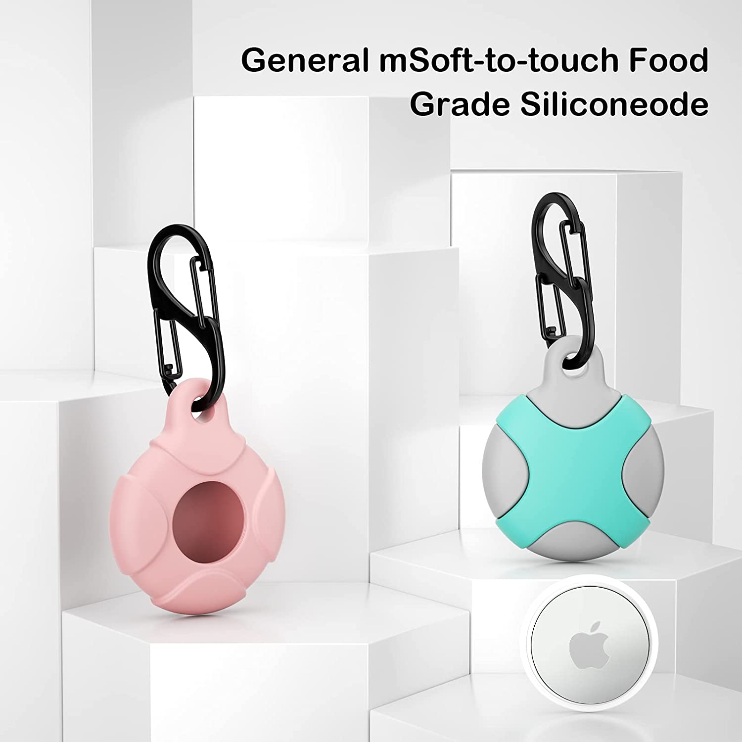 Silicone Case for Apple AirTag with Keychain Ring Waterproof Shockproof Protective Sleeve Tracker Cover Airtags Holder Carabiner