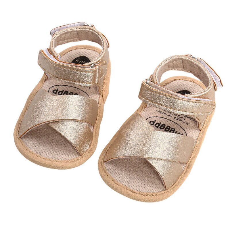 Sandalias de cuero para bebés, niños y niñas, zapatos planos antideslizantes con punta abierta y correa entrecruzada: 5 / 7-12 meses