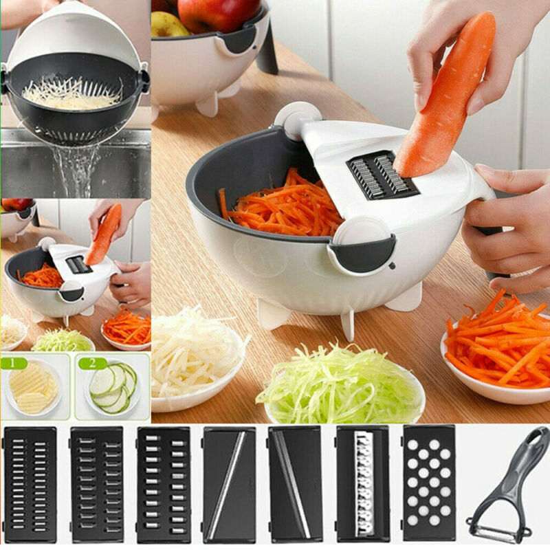 Coupe-légumes rotatif multifonction 9 en 1, trancheur manuel de cuisine, râpe à légumes et pommes de terre, Kit d'outils de cuisine