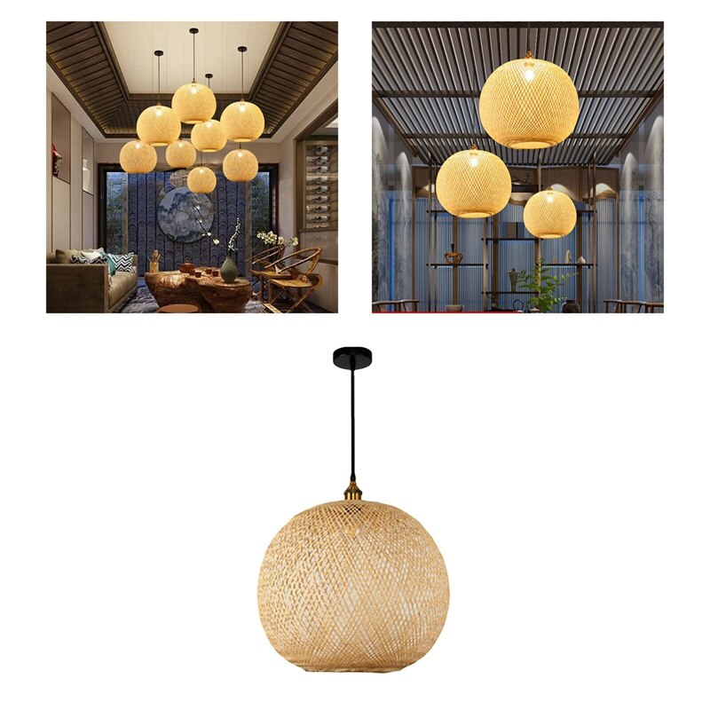 Geweven Bamboe Hanglamp Creatieve Kroonluchter Rotan Voor Woonkamer Bar Retro Geweven Hanglamp
