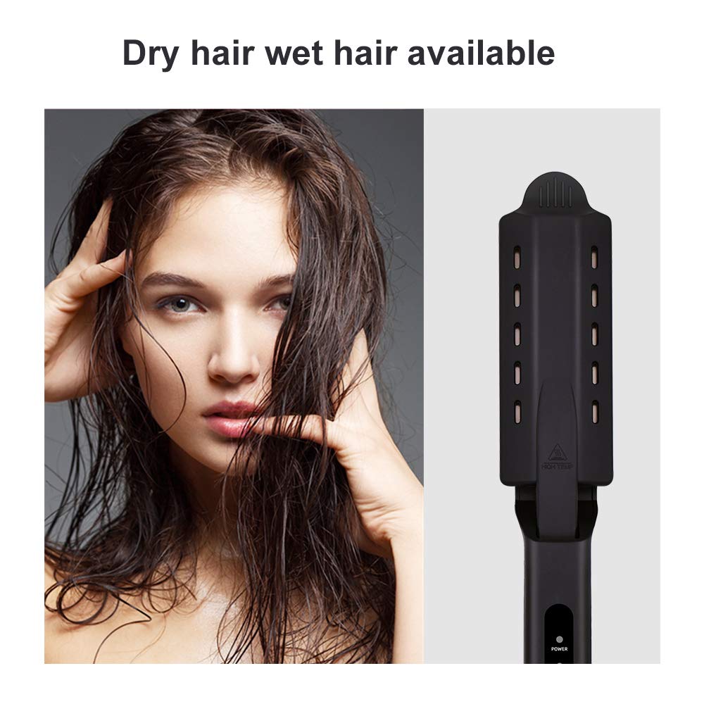 Steam Hair Straightener Ceramic Tourmaline Ionic Flat Iron Four Adjustable Temperature Wide Plate For All Hair Type
