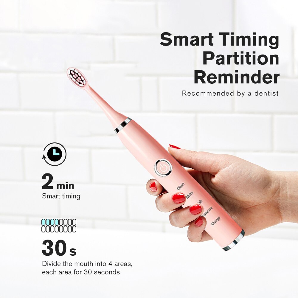 Newest Sonic Electric Toothbrushes for Adults Kids Smart Timer Rechargeable Whitening Toothbrush IPX7 Waterproof 4 Brush Head