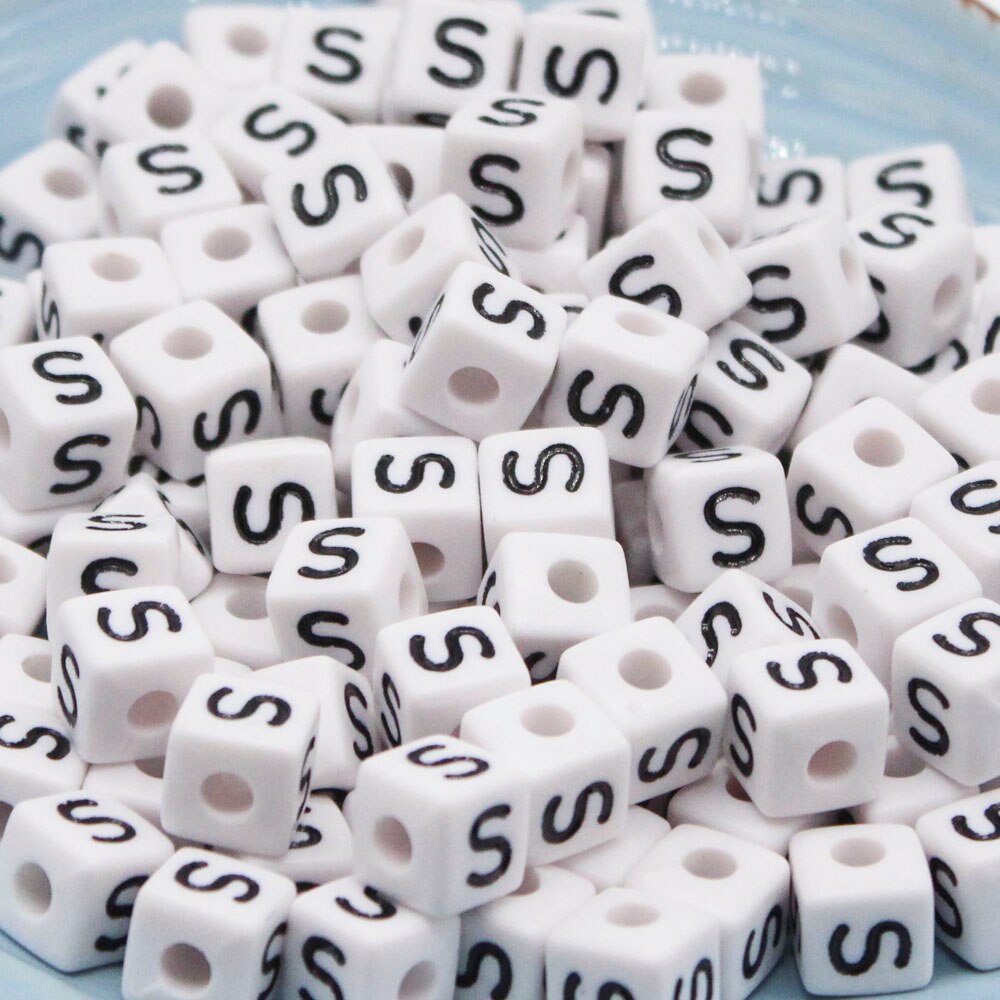 CHONGAI 550 Uds cubo acrílico cuentas con letras un solo alfabeto A-Z pulsera cuadrada blanca fabricación de joyas cuentas 10*10mm: Rojo oscuro
