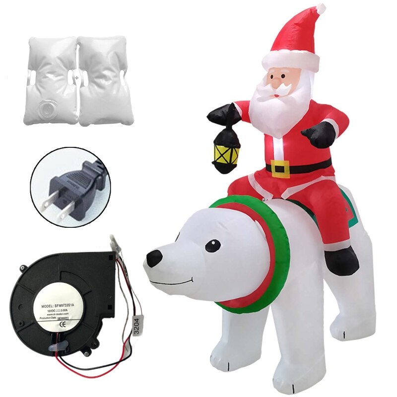 Inflatable LED Lights Christmas Santa Claus Riding Bear Decoration Outdoor Props