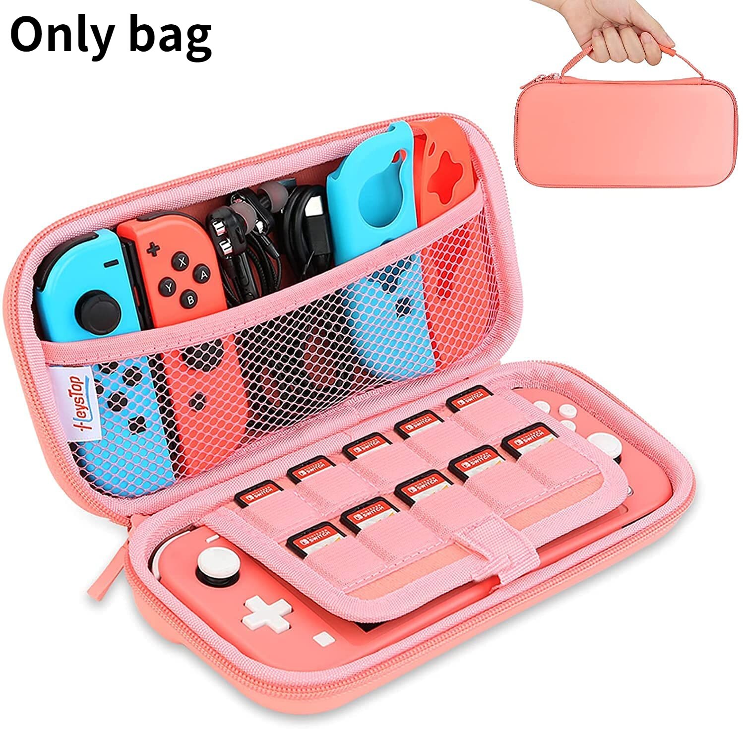 Heystop väska kompatibel med nintendo switch lite, bärbar nintendo switch lite väska för switch lite med förvaring: Rosa