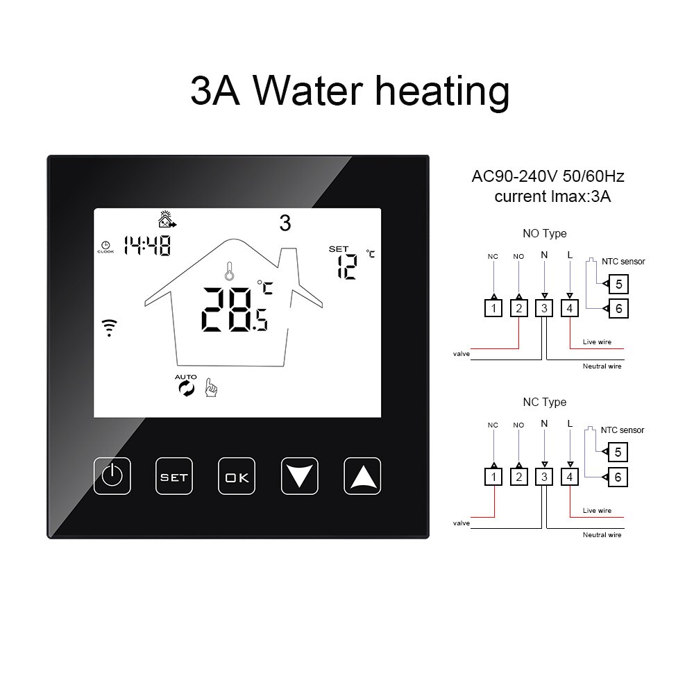 WIFI Thermostat Boiler Valve Floor Heating Thermostat Smart Wifi Temperature Controller Regulator for Boilers: 3A water heating