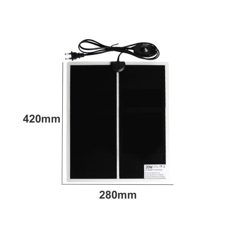 Alfombra de calentador de reptiles con temperatura ajustable con tres especificaciones de 5W 14W 20W manta eléctrica portátil para escalar mascotas: 20 EU