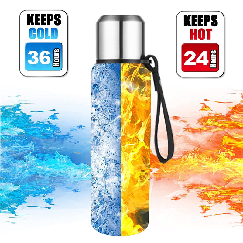 Bouteille Thermos en acier inoxydable 304, flacon sous vide de grande capacité, gobelet isolé avec corde pour boissons au thé, eau froide et chaude