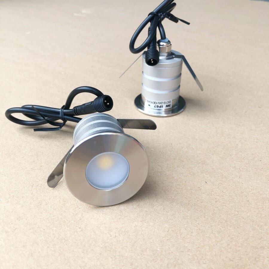 1 stk 3w ip67 12v led downlight cree utendørs gate underjordisk nedgravd belysning vanntett badstue båttrapp mini spot light ce