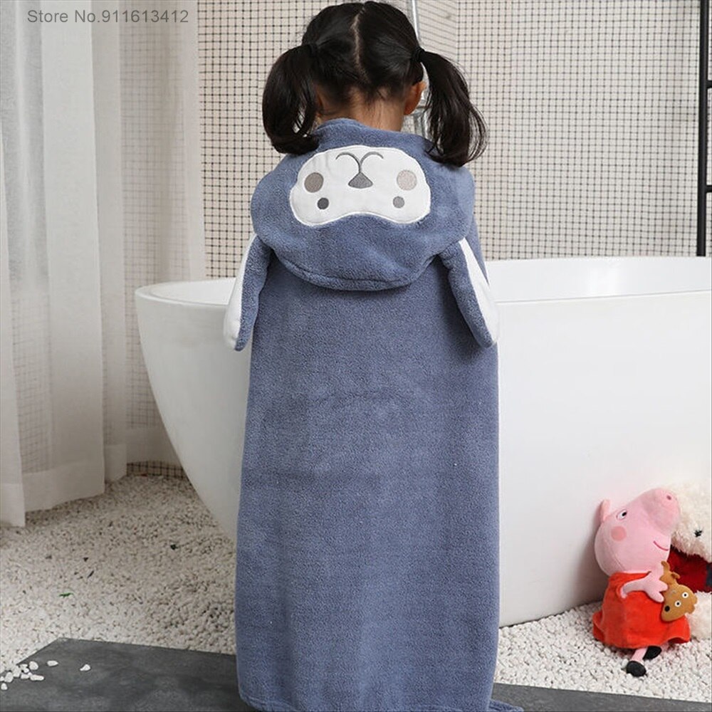 Animal Frog Wearable Bath Towel Absorbent Chic Towel For Bathroom for Boy Girl Bathroom Accessories Kids Children: B / 70x140cm