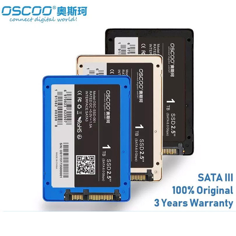 Oscoo ssd 500gb hdd 2.5 "sata3 ssd 120gb sataiii caixa de metal ssd 240gb 480gb 1tb unidade de estado sólido interno para desktop portátil